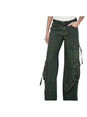 wild fable Wide-Leg  Mid Rise Baggy Cargo Jeans Size 12